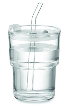 Логотрейд бизнес-подарки картинка: Glass tumbler with straw 400ml