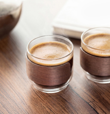Лого трейд pекламные продукты фото: Coffee glass set walnut grip
