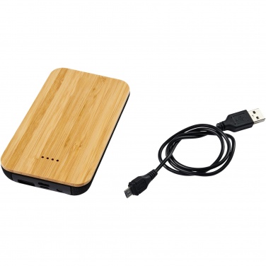 Logotrade presentreklam bild: Framtida bambu/tyg 6 000 mAh trådlös powerbank