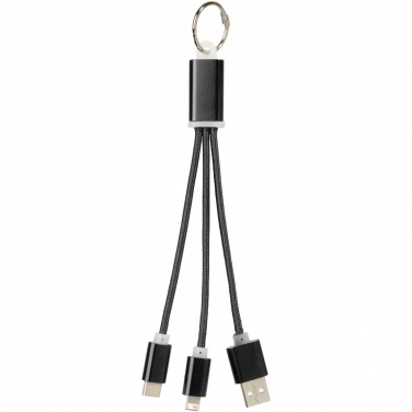 Logotrade reklamprodukter bild: Metal 3-i-1 laddningskabel med nyckelring