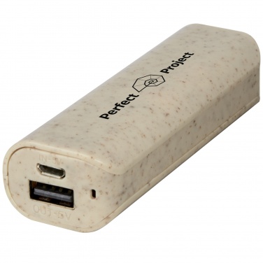 Logotrade reklamprodukter bild: Yoko 1 200 mAh powerbank i halm