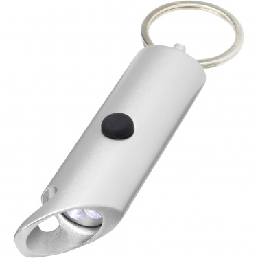 Logotrade kampanjprodukter bild: Flare LED-lampa och flasköppnare med nyckelring av återvunnen aluminium