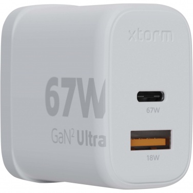 Logotrade presentreklam bild: Xtorm XEC067G GaN² Ultra 67 W väggladdare – kontakt för Storbritannien