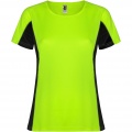 Shanghai kortärmad sport-T-shirt för dam, Fluor Grön / Solid svart