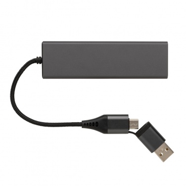 Logotrade kampanjprodukter bild: Terra hub med 3 USB portar i RCS återvunnen aluminium