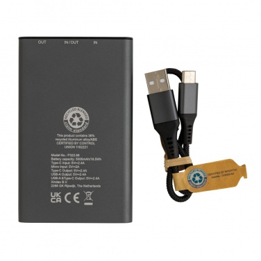 Logotrade profilreklam bild: Terra 5.000 mAh powerbank RCS återvunnen aluminium