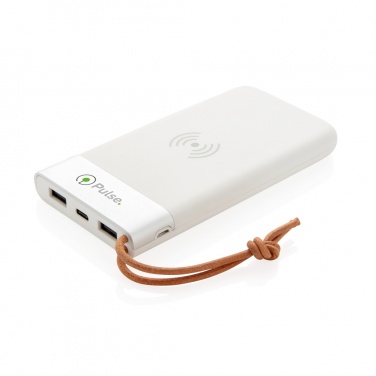 Logotrade reklamprodukter bild: Aria 8.000 mAh 5W powerbank med trådlös laddning