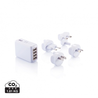 Logotrade presentreklam bild: Reseadapter med fyra USB-portar