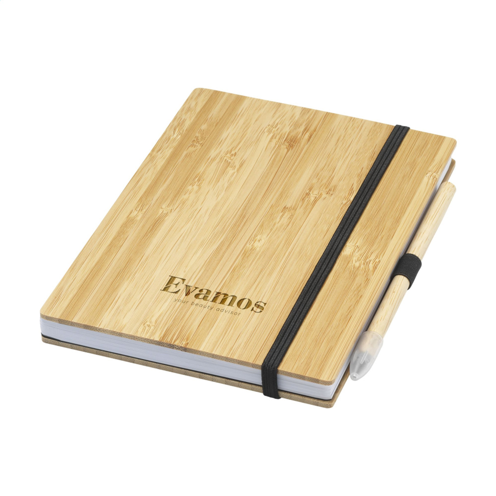 Logotrade profilprodukter bild: BambooPlus Paper Notebook A5 - Bläckfri penna