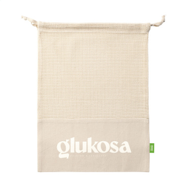 Logotrade presentreklam bild: Natura Organic GOTS Mesh Bag (120 g/m²) fruktpåse