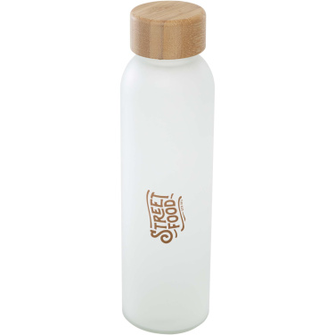 Logotrade reklamprodukter bild: Lume 500 ml matt glasflaska av silikatglas med bambulock