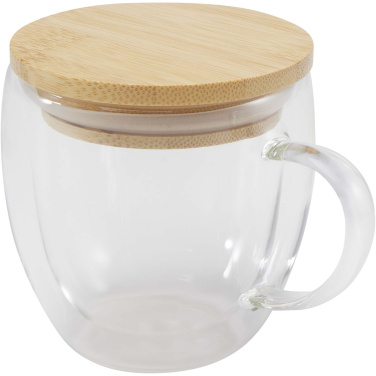 Logotrade profilprodukter bild: Lenora 250 ml glasmugg med bambulock