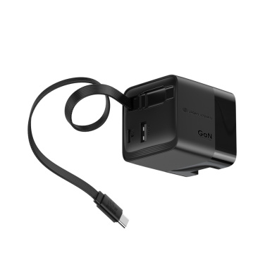 Logotrade profilprodukter bild: Urban Vitamin Mendocino 65W GaN-laddare med utdragbar kabel