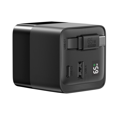 Logotrade kampanjprodukter bild: Urban Vitamin Mendocino 65W GaN-laddare med utdragbar kabel