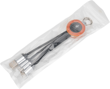 Logotrade reklamprodukter bild: 4-i-1-kabel med upplyst logotyp i trähölje