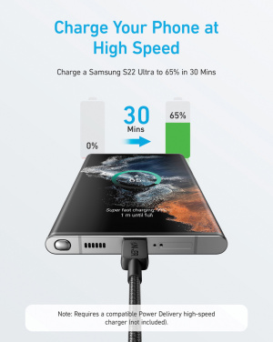 Logotrade presentreklam bild: Anker USB-C till USB-C kabel 1.8 meter 60W
