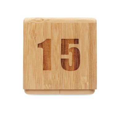 Logotrade reklamprodukter bild: Snooze-timer i bambu med twist