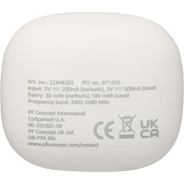 Logotrade presentreklam bild: Alterf True Wireless Bluetooth®-öronsnäckor av återvunnen plast med öronproppar av silikon