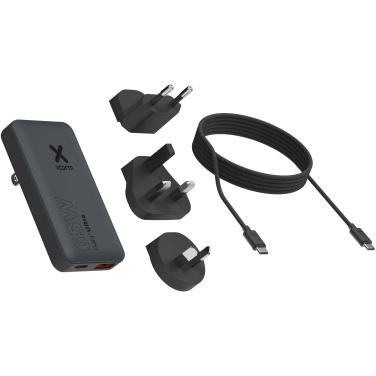 Logotrade reklamprodukter bild: Xtorm 65 W snabbladdare set med kabel och resefodral för resor